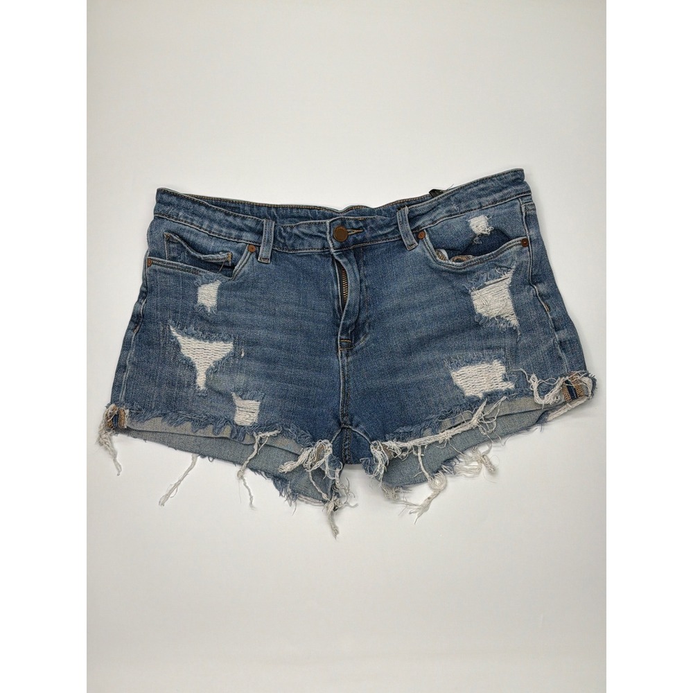 Blank NYC The Fulton Distressed Denim Shorts Medium Wash Blue‎ Womens 30